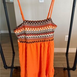 Cupshe Orange Knit-Bodice Sundress with Textured Skirt